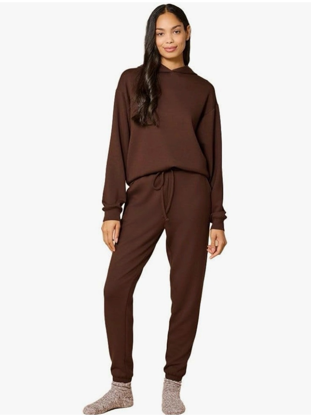Softies DreamTech Oversize Hoodie Lounge Set Espresso Large New